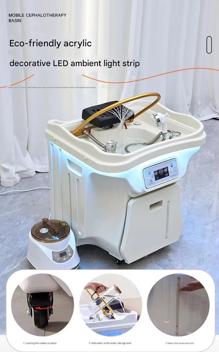 New Model Portable Head Spa Sink Water Therapy Thai Massage Shampoo Tank With Water Storage Beauty Salon Shampoo Basin