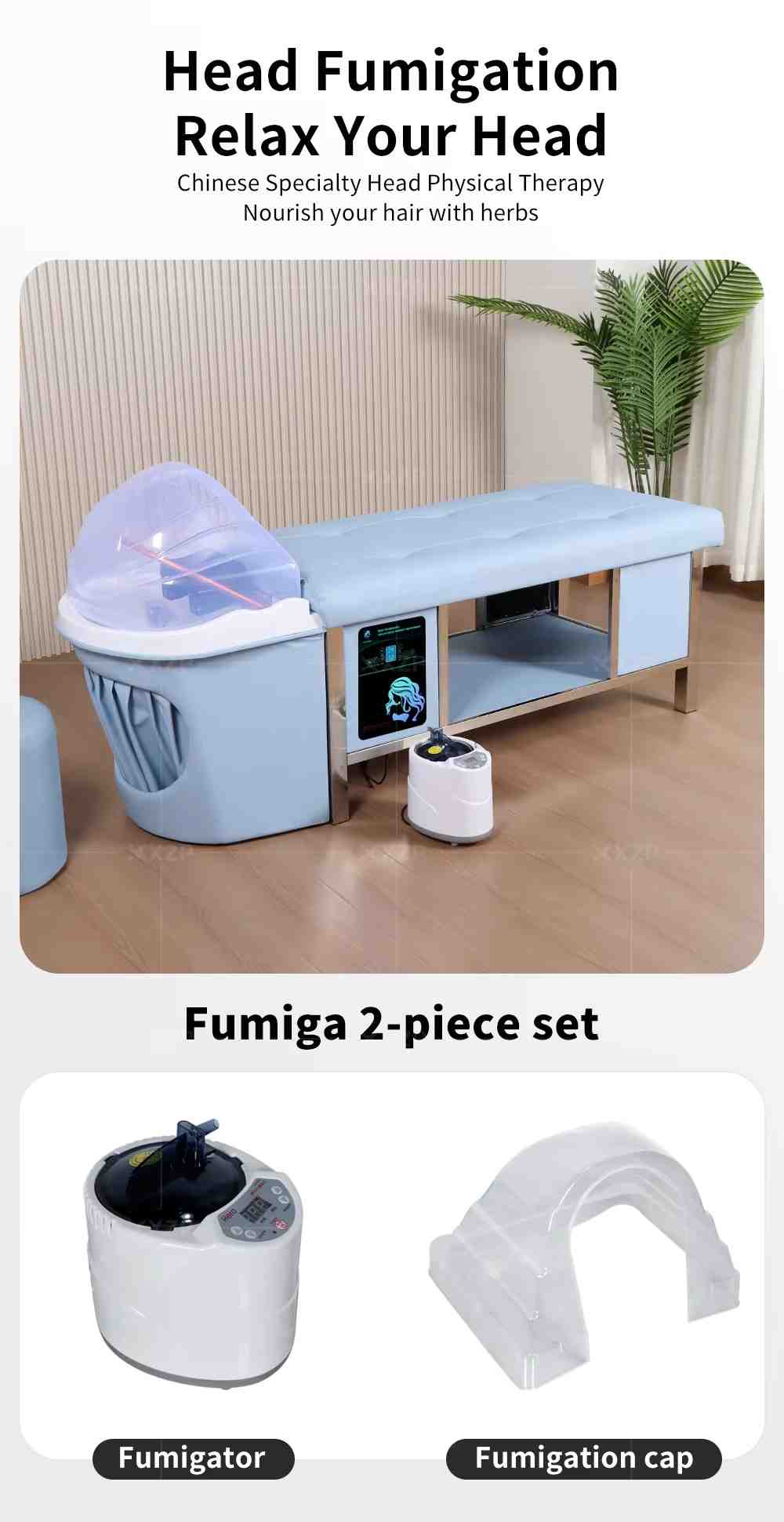 Hair Salon Furniture Thai Massage Shampoo Bed Stainless Steel Frame Beauty Salon Salon Center Head Spa Bed