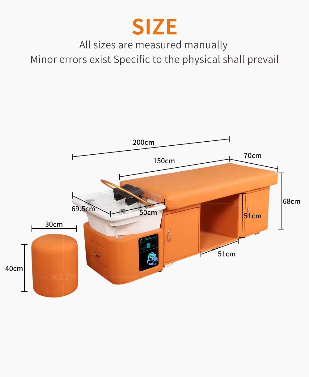 Factory High-end Modern Salon Furniture Massage Table Treatment Bed Beauty Salon Ceramic Basin Head Spa Shampoo Bed