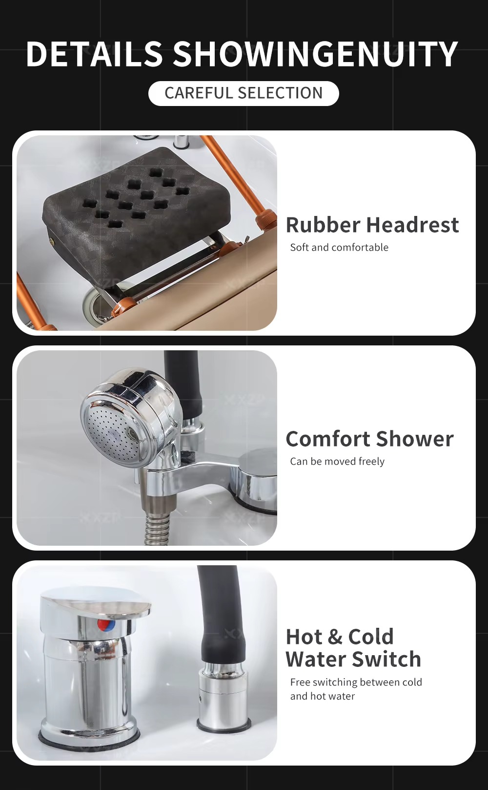 Multi Function Salon Furniture Equipment Double Tap Water Circulation Head Spa Stainless Steel Frame Massage Table Shampoo Bed