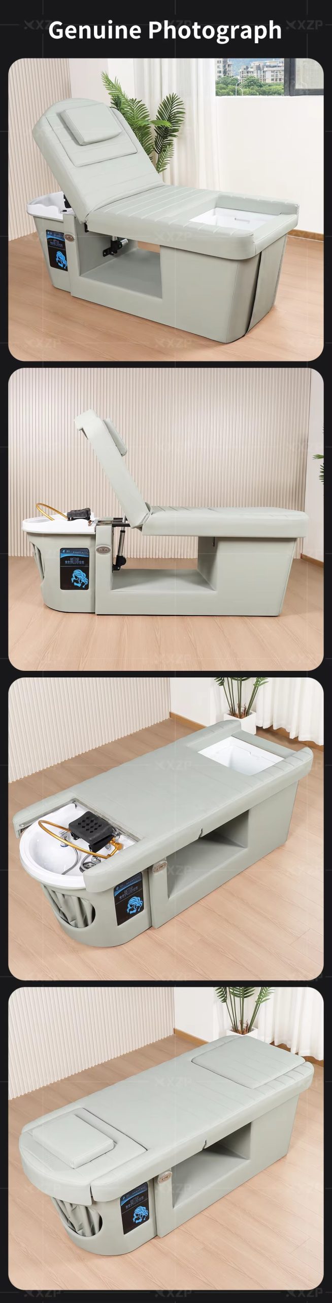 Multi-functional Massage Table Head Spa Bed with Shampoo Massage Footbath & Pedicure-for Hotel Living Room & Beauty Salon