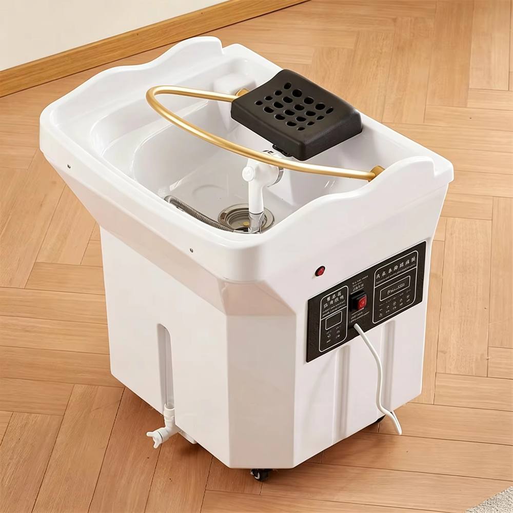 Portable shampoo bowl with water tank — 60L head therapy basin with fumigation