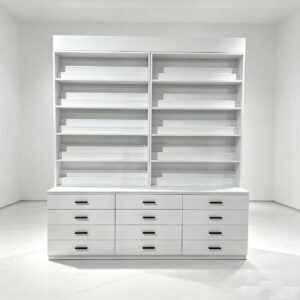 LED Nail Polish Display Rack with Based Cabinet Large Capacity, Custom Size Salon Showcase Furniture Factory