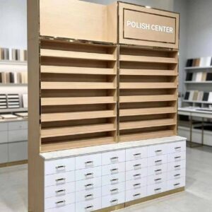 Nail Polish Display Cabinet Salon Nail Gel Polish Storage Rack Wooden Beauty Salon Manicure Display Shelf With Drawers