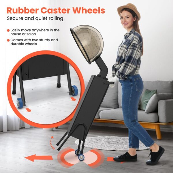 Floor-standing hair steamer with adjustable arm, casters and easy-fill water tank for salon use