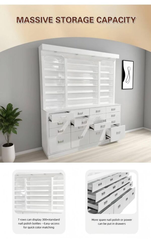 modern-white-gold-nail-polish-display-cabinet-with-storage-06 modern-white-gold-nail-polish-display-cabinet-with-storage-06