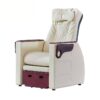 Nail salon pedicure spa chair with adjustable reclining seat, auto massage, wooden base and cube footstool