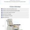 Nail salon pedicure spa chair with adjustable reclining seat, auto massage, wooden base and cube footstool