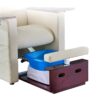 Nail salon pedicure spa chair with adjustable reclining seat, auto massage, wooden base and cube footstool