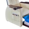 Nail salon pedicure spa chair with adjustable reclining seat, auto massage, wooden base and cube footstool