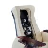 Nail salon pedicure spa chair with adjustable reclining seat, auto massage, wooden base and cube footstool