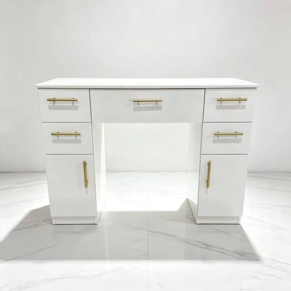 white-marble-top-wood-frame-nail-salon-workstation-table-g-01