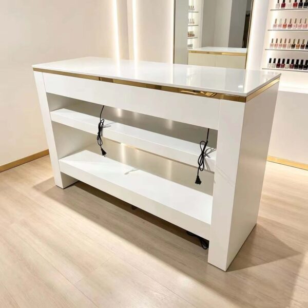 high-gloss-white-nail-dryer-station-gold-trim-double-layer-01 high-gloss-white-nail-dryer-station-gold-trim-double-layer-01