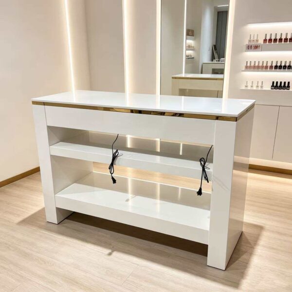 high-gloss-white-nail-dryer-station-gold-trim-double-layer-02 high-gloss-white-nail-dryer-station-gold-trim-double-layer-02